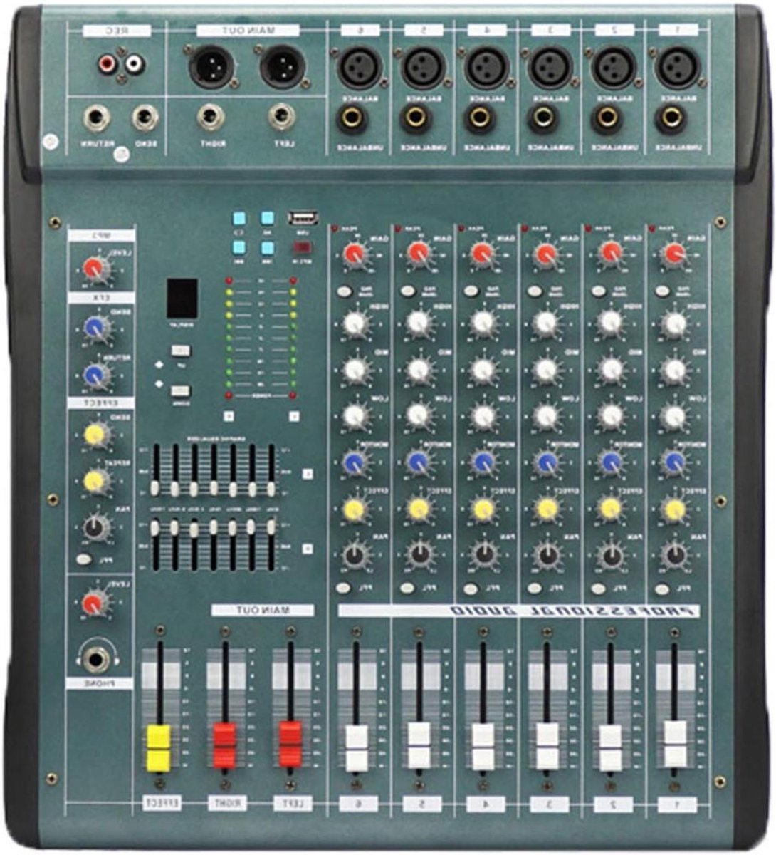 Professionele Mixer - DJ Controller - Live Geluid - Bluetooth Connectiviteit - 16 Kanalen - Metaal