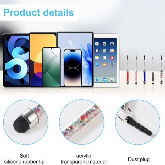 Dailygoods- Stylus Pen - 10 Stuks - Mini Touchscreen Pen - Draagbare Styluspennen - Gekleurde Stylus - Acryl/Rubber Materiaal — afbeelding 3