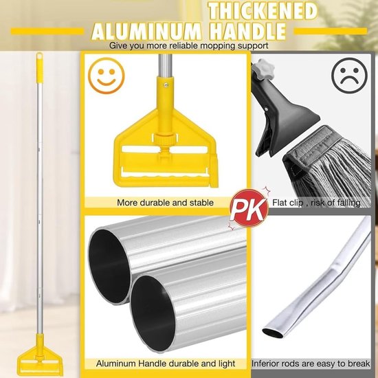 Dweilsteel - Vervangende steel - Vloeren reinigen - Verbeterde klem - 150 cm - Zilver — afbeelding 4