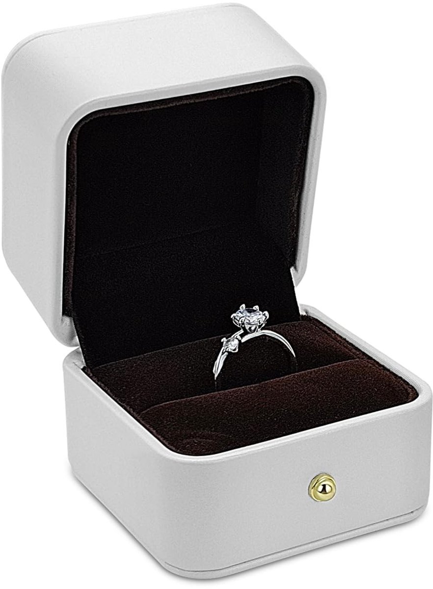 Dailygoods- Ringenbox Elegant - PU Leer - Sieradendoos - Verlovingsring - Bruiloft - Luxe Ontwerp - Ideale Afmetingen 6.3x6.3x6.3 cm - Sieradenbox