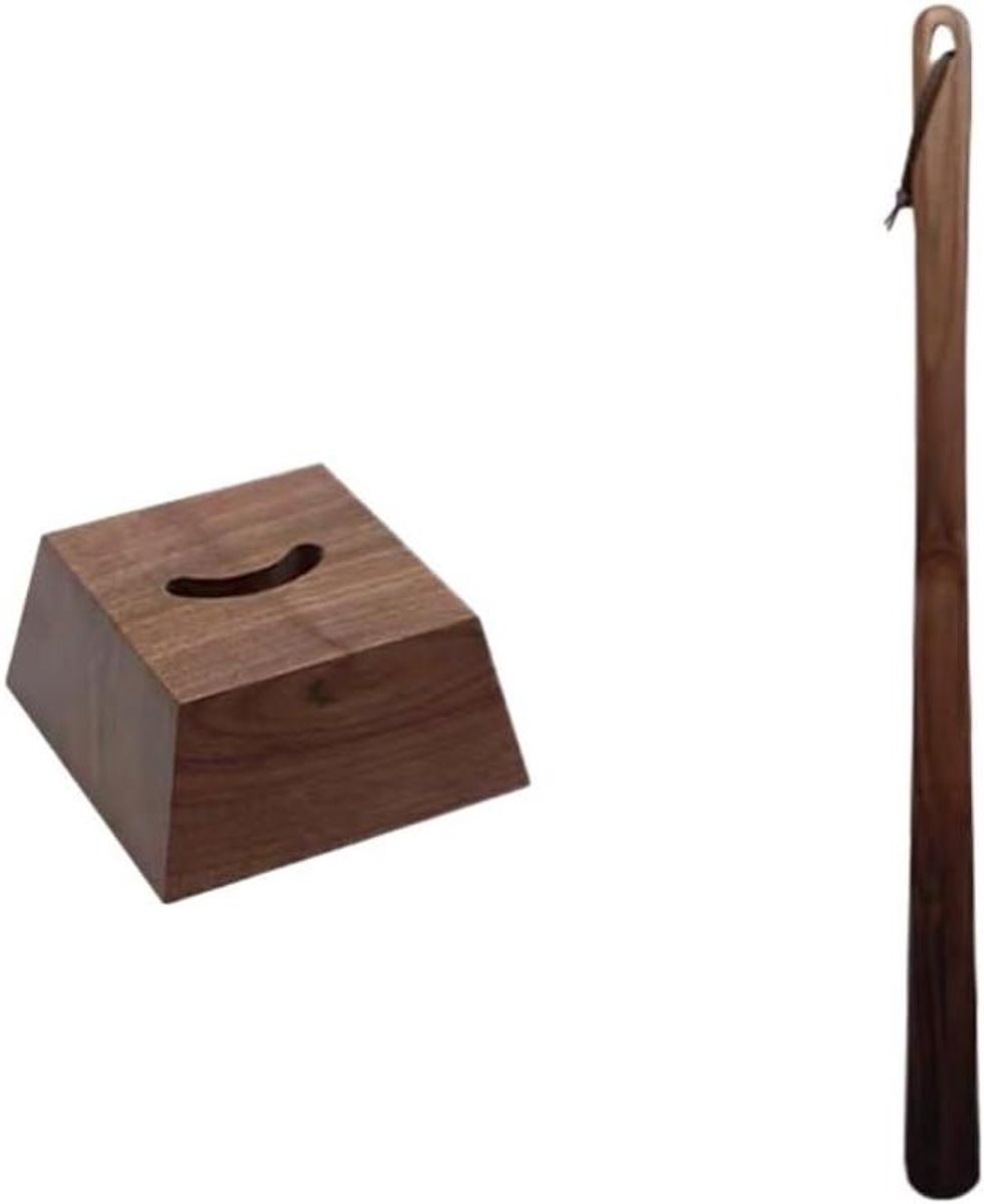 Houten Schoenlepel - Schoenhulp Stabiele - Schoenen Aantrekken - Natuurlijk Hout - 2.54 cm - Houtkleur