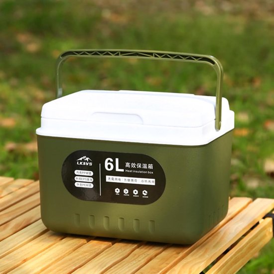Compacte Koelbox - Draagbare Ijsbox - Buitenactiviteiten Opslag - Tri-layer Isolatie - 5.4 QT Capaciteit - Legergroen — afbeelding 3