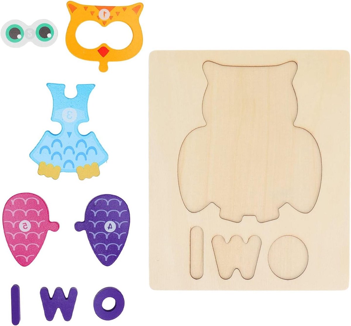 Houten Dierenpuzzels - Educatief Speelgoed - Cognitieve Ontwikkeling - Gladde Afgeronde Randen - 18 x 2 x 0.1 cm - Kleurrijk