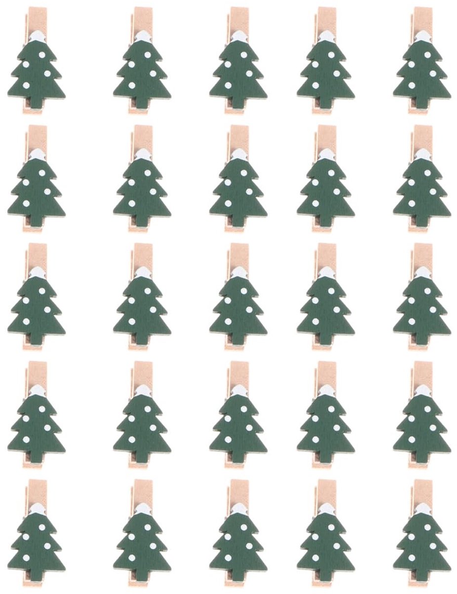 Dailygoods- Houten Wasknijpers - 25 Stuks Mini - Decoratie Clips - Kerstmis Thema - Fotocollage - Kunsthandwerk - Natuurlijk Hout - Foto Clips