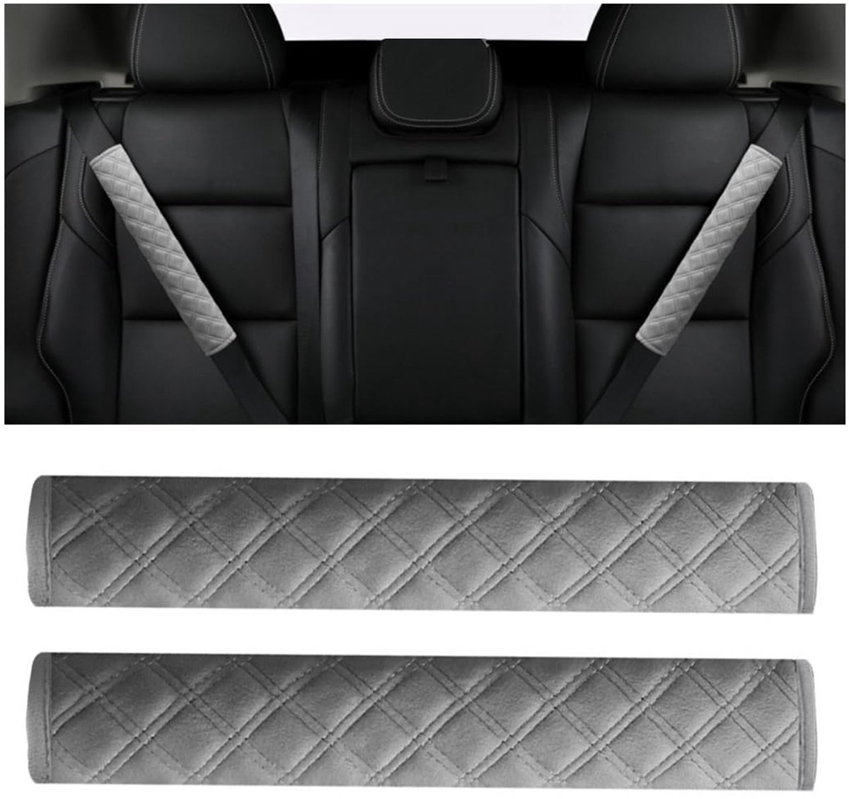 Dailygoods- Veiligheidsgordel Kussen - Zacht Comfort - 2 Stuks - Kristalfluweel - Universele Toepassing - 22 cm - Bescherming voor Kleding - Gordelkussen