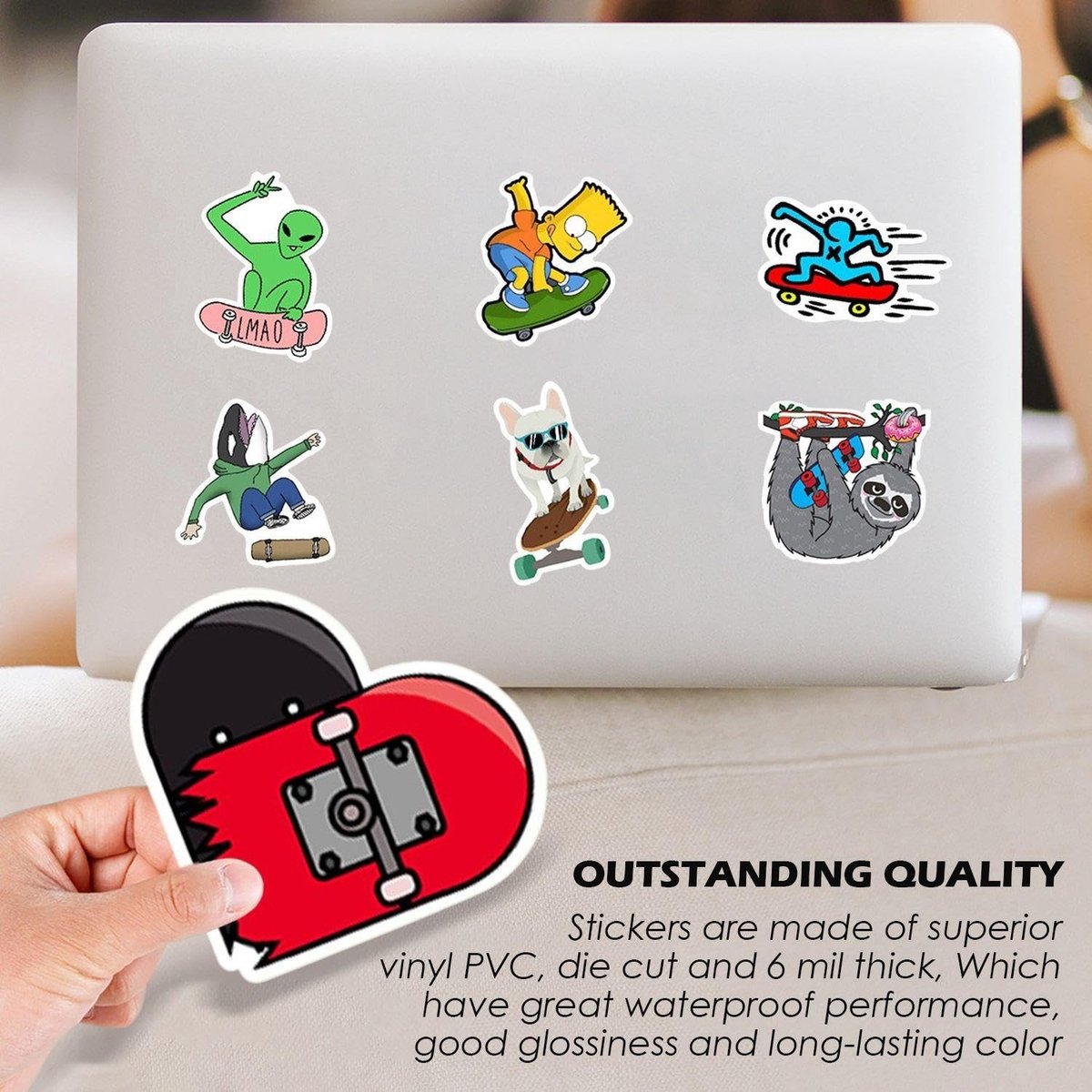 Dailygoods- Stickers Skateboard-Thema 200 Stuks - Creatieve Graffiti - Decoratieve Stickers - Cartoonstickers - Zelfklevend PVC - Waterdicht - Decoratiestickers