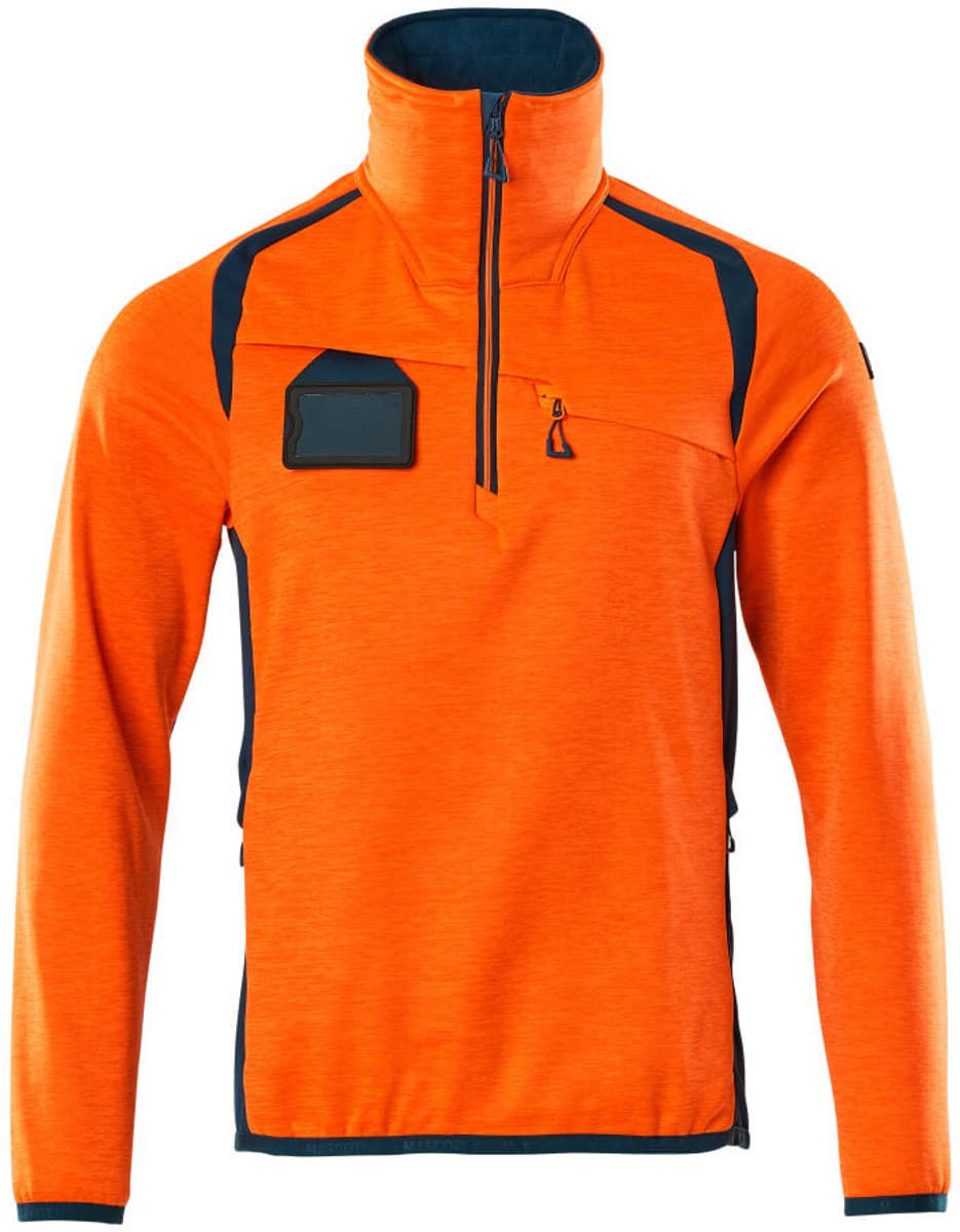 Mascot Accelerate Safe Fleecetrui met korte rits 19303-316 - hi-vis oranje/donkerpetrol - 3XL