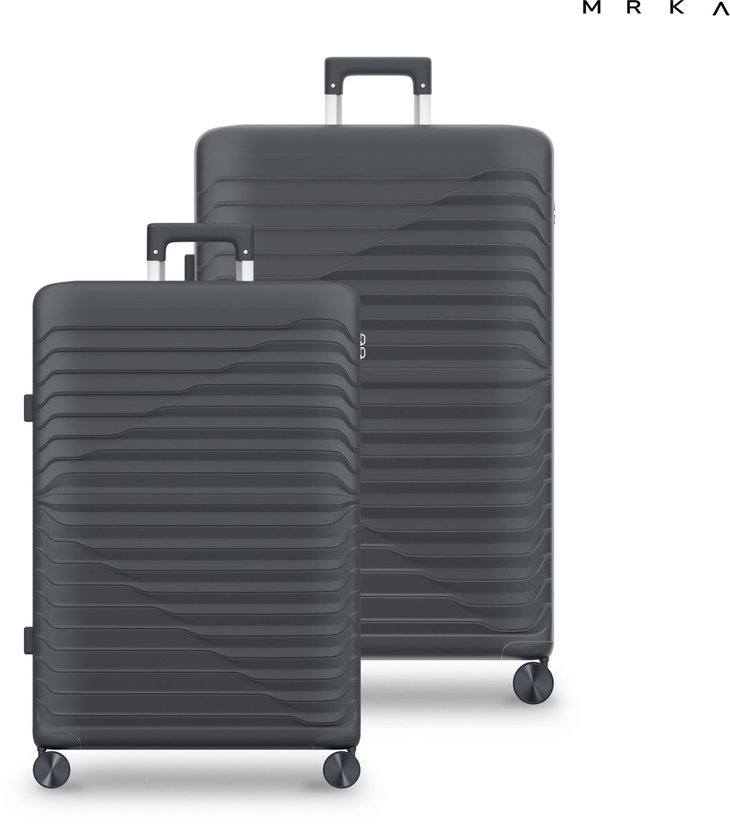 MRKA® Milano - Reiskoffer duoset - 2-delig Kofferset (S + M) - Zwart - Kofferset - Koffersets - Koffers - Reisbagage - Valies - Lichtgewicht - Polypropyleen Koffer - TSA Slot - Cijferslot - 360° Wielen - Koffers Met Wielen - 35 Liter en 60 Liter