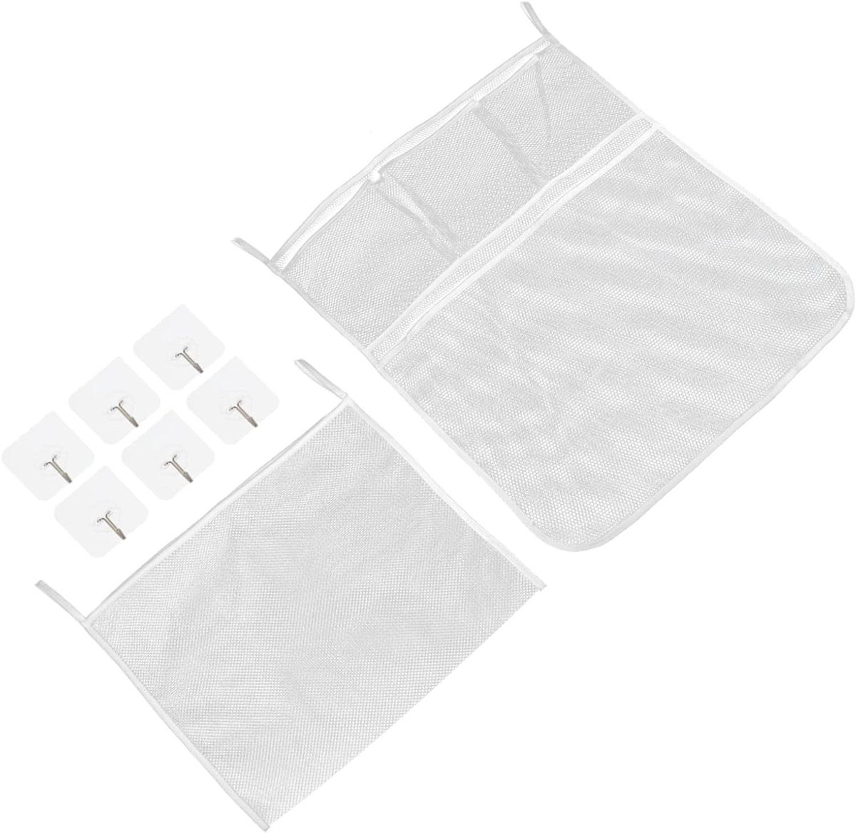 Opbergnetzakken - Badkamer Organizer - Speelgoed Opbergen - Ademend Mesh Materiaal - 8 Stuks - Wit