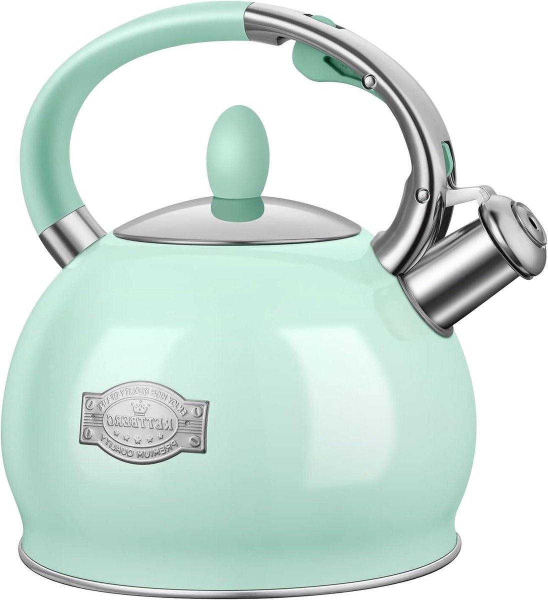 Theewaterkoker Kookplaat - Theepot RVS - Thee Zetten - Met Fluitje - 2.5 Liter - Mint Groen