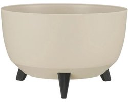Plantenbak op Poten - Bloempot Standaard - Tuin Decoratie - Gemaakt van Gerecycled Plastic - 40 cm Diameter - Beige