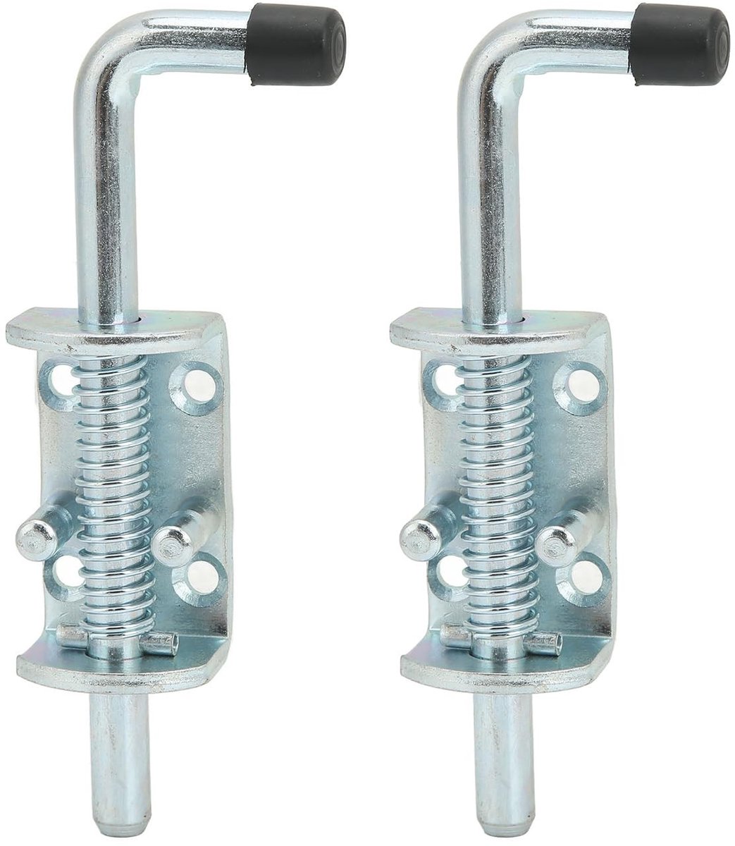 Dailygoods- Veerslot 171 mm - Veervergrendeling - Aanhangerdeur - Achterklep - Koolstofstaal - Zwart rubberen handvat - Deurslot