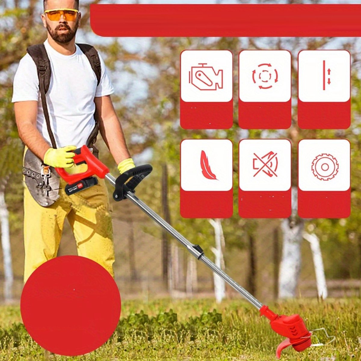 650w Grastrimmer/Kantennesnijder - Grasmaaier/Kantennesnijder Compact Gereedschap Voor Gazon - En Tuinwerk - Draadloze Draagbare Oplaadbare Grastrimmer – foto 5