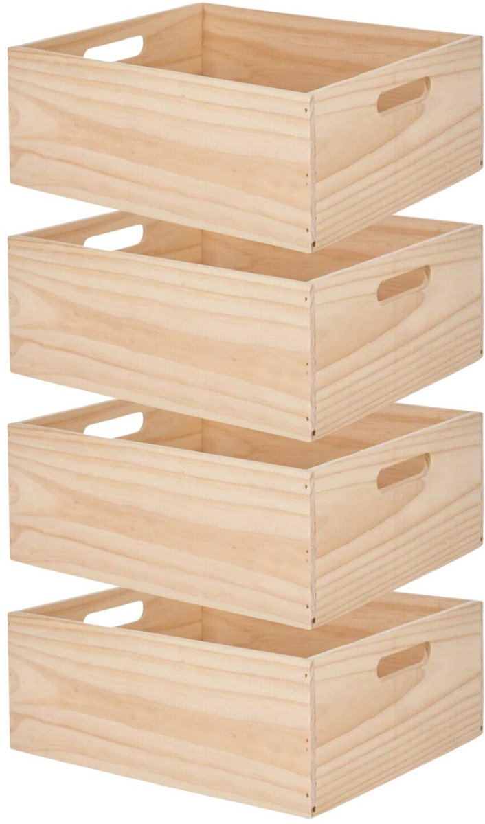 Giftdecor opbergkist Praag - 4x - 46 x 31 x 14 cm - hout - natuurlijke look