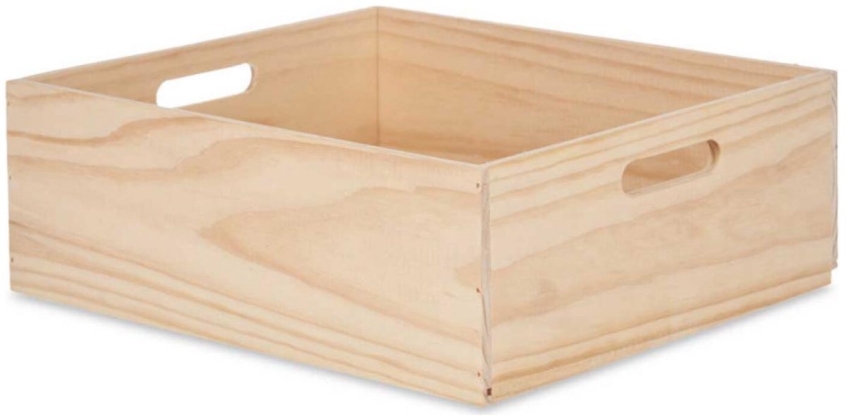Giftdecor opbergkist Praag - 40 x 35 x 14 cm - hout - natuurlijke look
