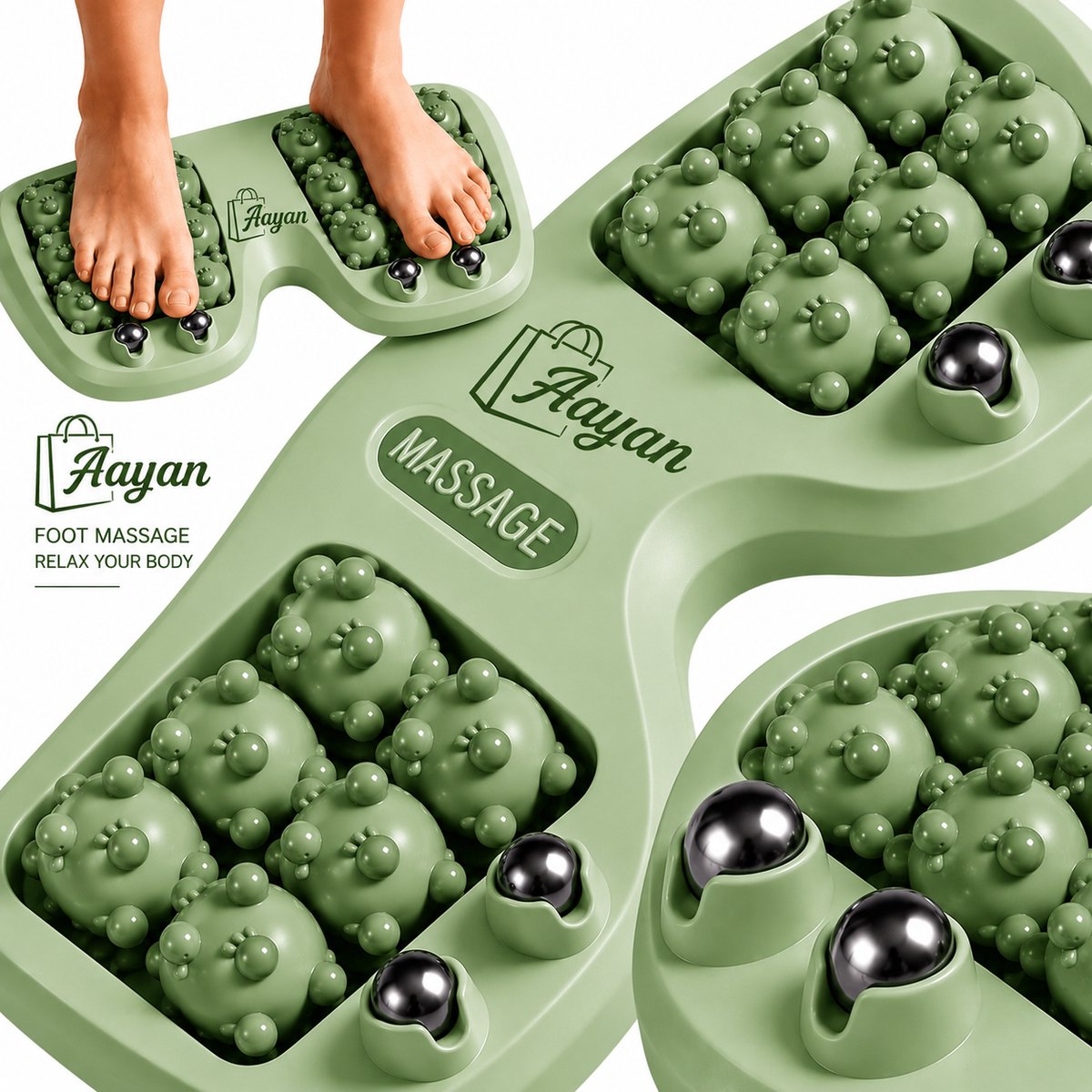 Voetmassage Roller met Metalen Massageballen – Handmatige Acupressuur Voetmassager voor Ontspanning en Vermoeide Voeten – 16 Massage Rollen – areflexologie voetmassage – ontspanning voeten – vermoeide voeten – voetmassage apparaat – 90337