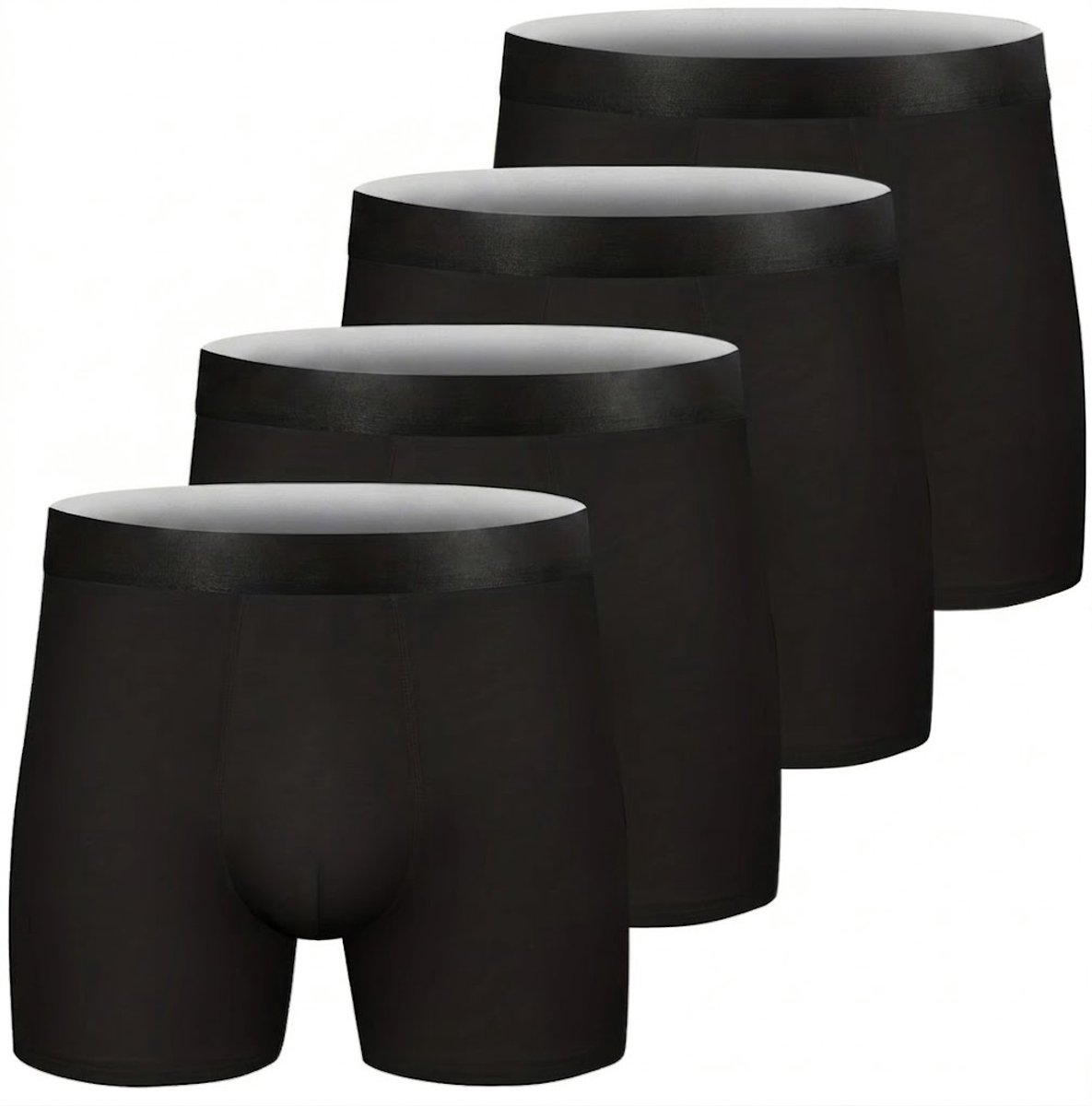 Zwarte Heren Boxershorts Ondergoed Set van 4 Sport Elastische Tailleband Stretch Boxer Shorts Comfort Pasvorm Ademend Basic Ondergoed Maat M