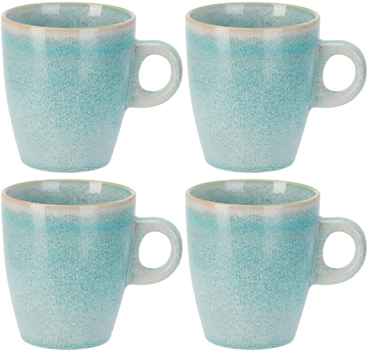 Siaki Koffiemok / theemok Faye - turquoise - set 4x - 220 ml - mokken - kerammiek - tas