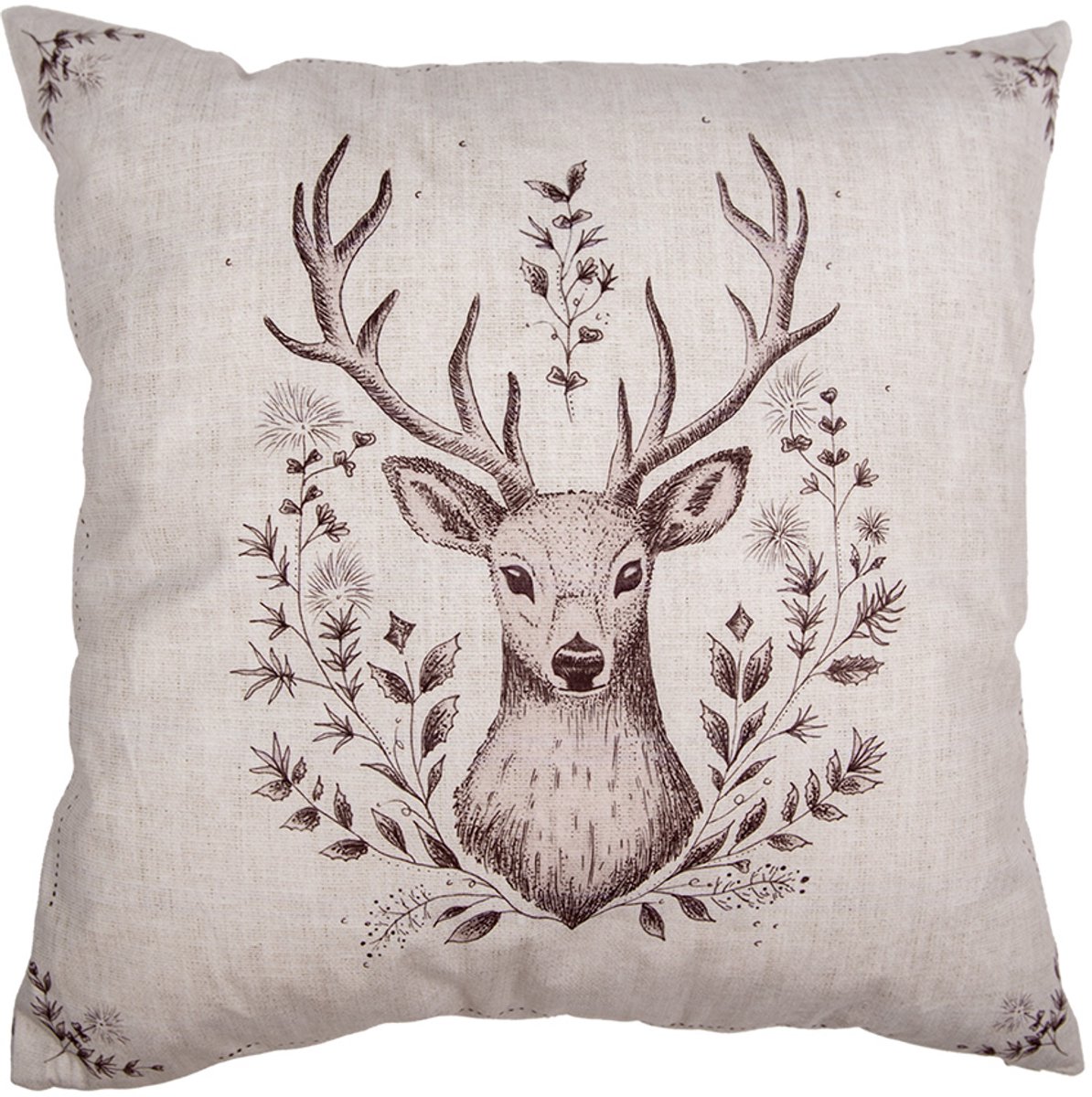 Clayre & Eef Sierkussen Beige Synthetisch Hert