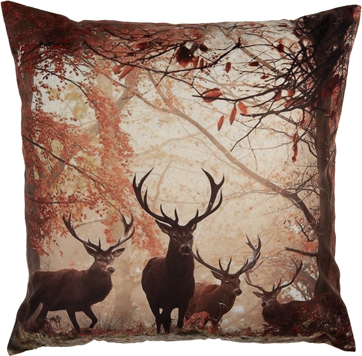 Clayre & Eef Sierkussen Overig 45x45 cm Bruin Polyester Hert Herfst decoratie