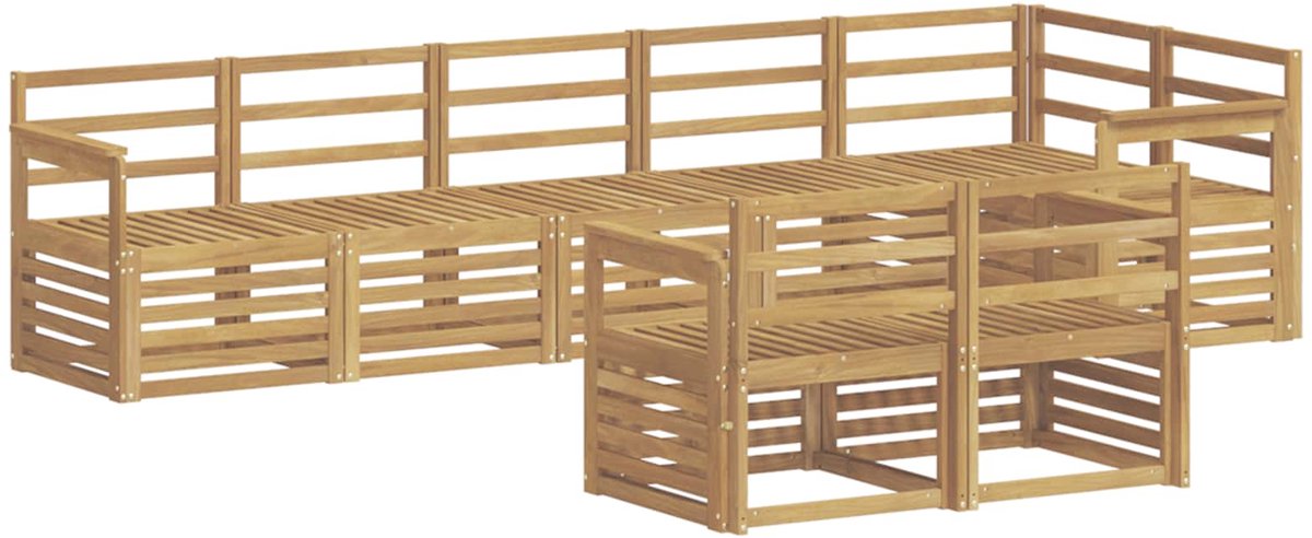 vidaXL Buiten - bank - set - 8 - st - 8-zits - Wit - Massief - Acacia - Hout
