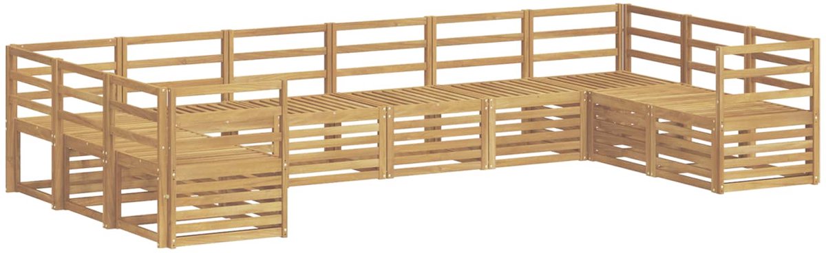 vidaXL Buiten - bank - set - 10 - st - 10-zits - Wit - Massief - Acacia - Hout
