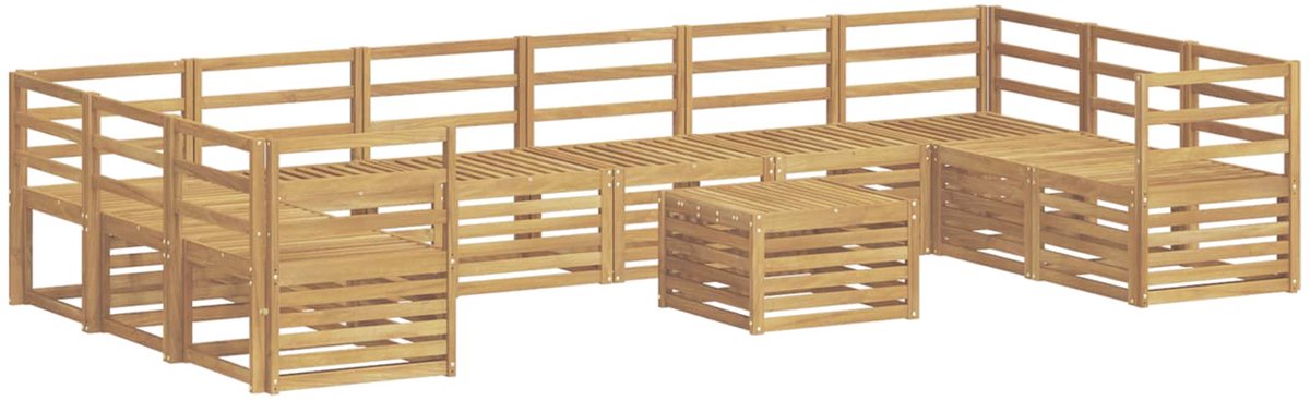 vidaXL Buiten - bank - set - 11 - st - 10-zits - Wit - Massief - Acacia - Hout