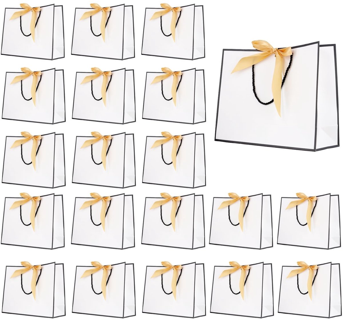 Dailygoods- Geschenkzakjes Luxe - 20 Stuks - Grote Cadeauzakjes - Robuuste Constructie - Papier - 32 x 25 x 11 cm - Cadeauzakken