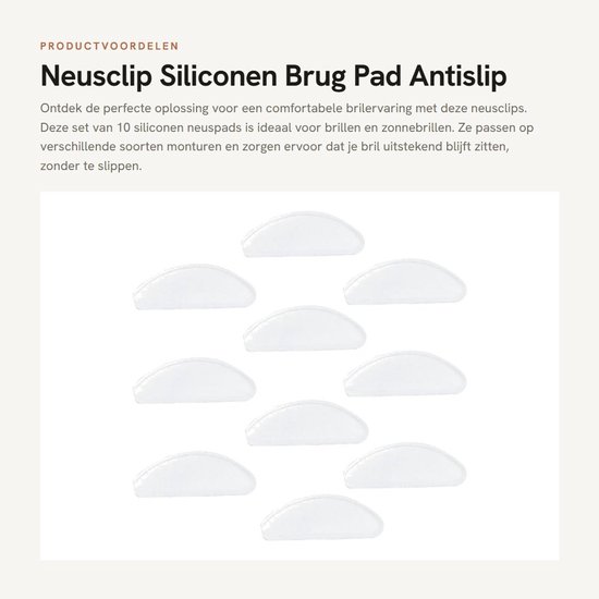 Dailygoody - Neusclip - Siliconen Brug Pad - Antislip - Wit - Brillen Pads - Geschikt voor Zonnebrillen - 10 Stuks — afbeelding 3