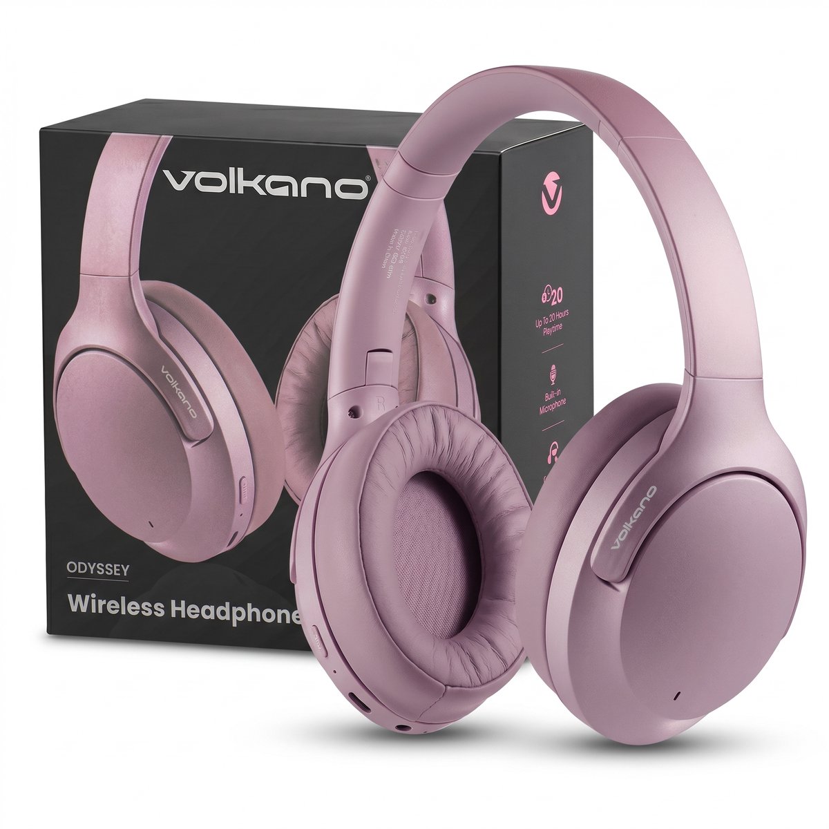 Volkano Odyssey - Bluetooth Koptelefoon - Hoofdtelefoon - Over Ear Koptelefoon - Active Noise Cancelling - Oplaadbaar - Bluetooth - Roze