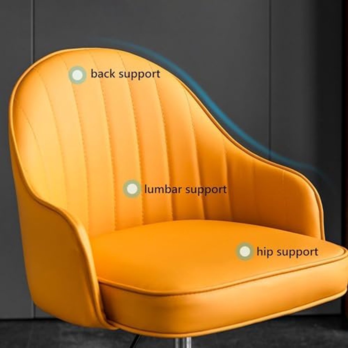 Ergonomische Bureaustoel Draaibaar met Wielen en Hoogteverstelling – Comfortabele Office Stoel voor Thuis, Kantoor en Make-up Tafel – Ademende Bekleding, Metalen Frame, Blauw, Hoogte 75 cm – Mobili Bella