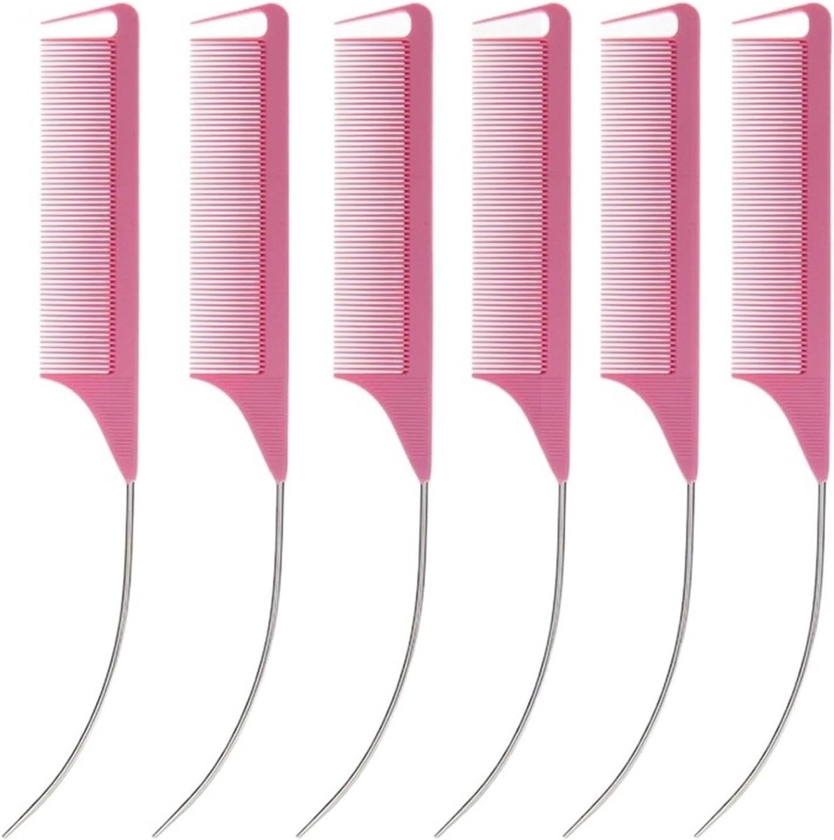 Gebogen Staart Kam - Styling Kam - Haar Stylen - Professioneel Ontwerp - 6 stuks - Snoepkleuren