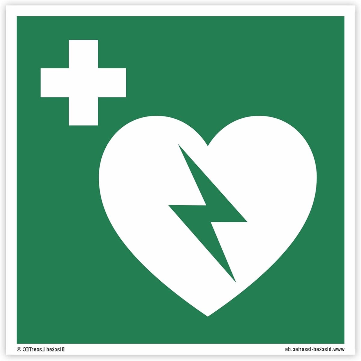 Veiligheidsbord AED - Noodinstructie sticker - Noodsituatie signalering - Weerbestendig PVC - 20x20 cm - Wit