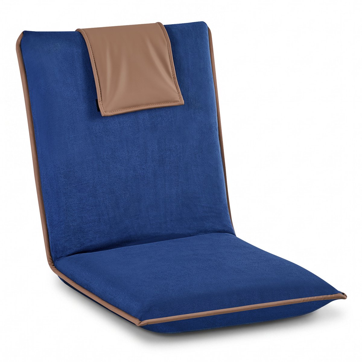 Vevor Vloerstoel, 6-Voudig Verstelbaar, Vloerfauteuil met Rugleuning, Relaxfunctie met Metalen Frame, Schuim en Velours Bekleding, Vloerstoel om Te Lezen en Te Ontspannen, Donkerblauw
