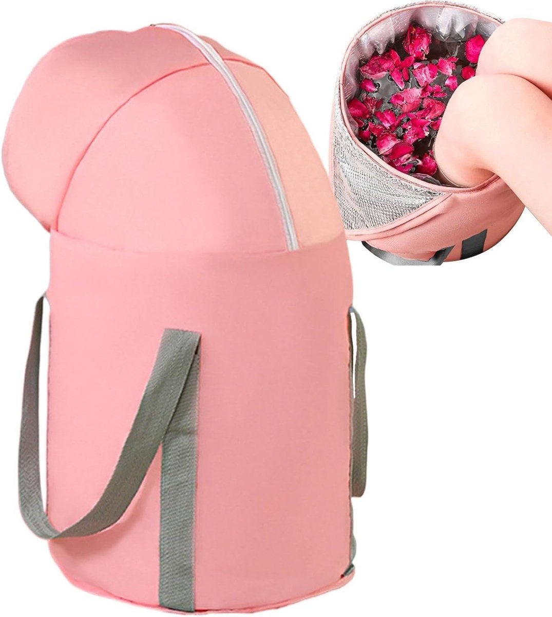 Voetenbad tas - Opvouwbare emmer - Ontspannen voeten - Met kniebescherming - 30 x 66 cm - Roze
