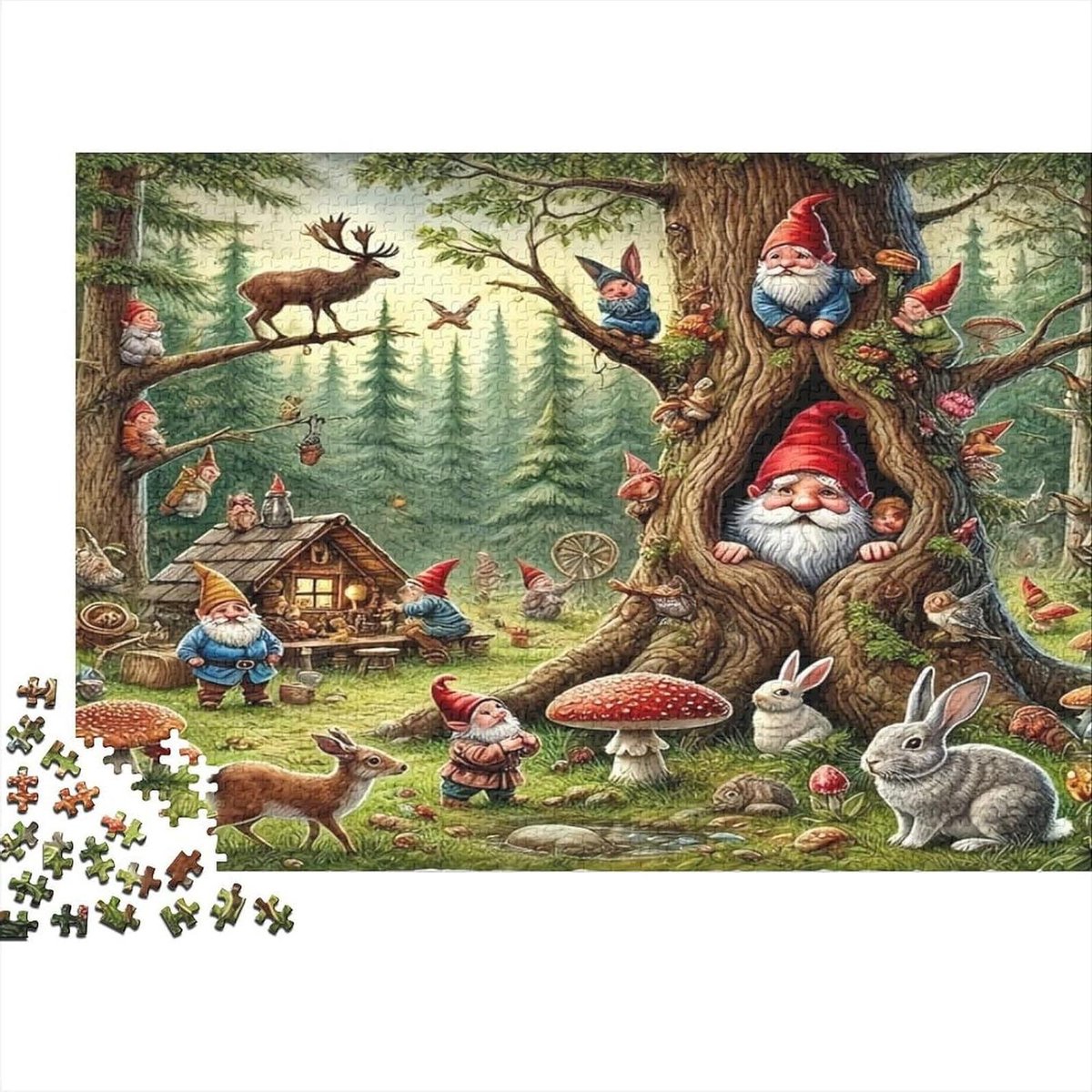 Bospuzzel 1000 stukjes - Papieren legpuzzel - Ontspanning thuis - Gerecycled materiaal - 38 x 26 cm - Multicolor