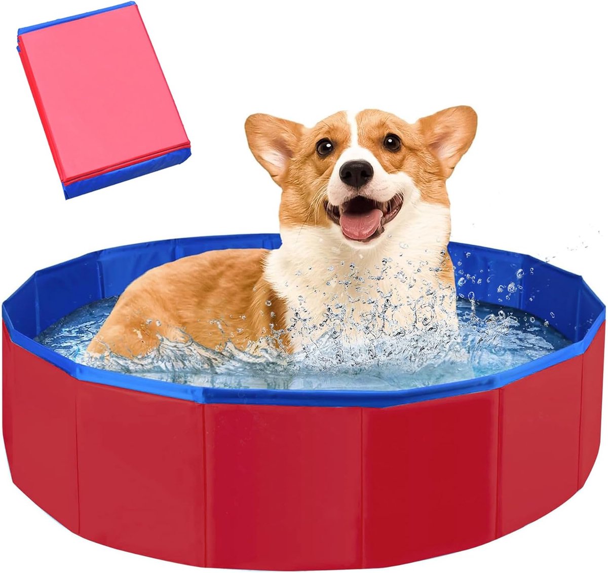 Zwembad hond-hondenzwembad opvouwbaar-hondenzwembad- Speciaal zwembad voor honden - Zwembad voor katten - Antislip, verdikt, draagbaar, klein formaat, speciaal voor honden en katten - rood - 50 x 10 cm