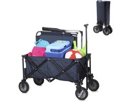 Tristar Bolderkar opvouwbaar - Stevige Bolderwagen Harmonicaframe - 70 kg draagvermogen - 39x20x75 cm - Incl. Bodemplaat en Opbergtas - Campingwagen, Transportkar, Trekwagen en Strandkar voor Tuin, Festival, Boodschappen, dagje uit - HC-0910 - Blauw