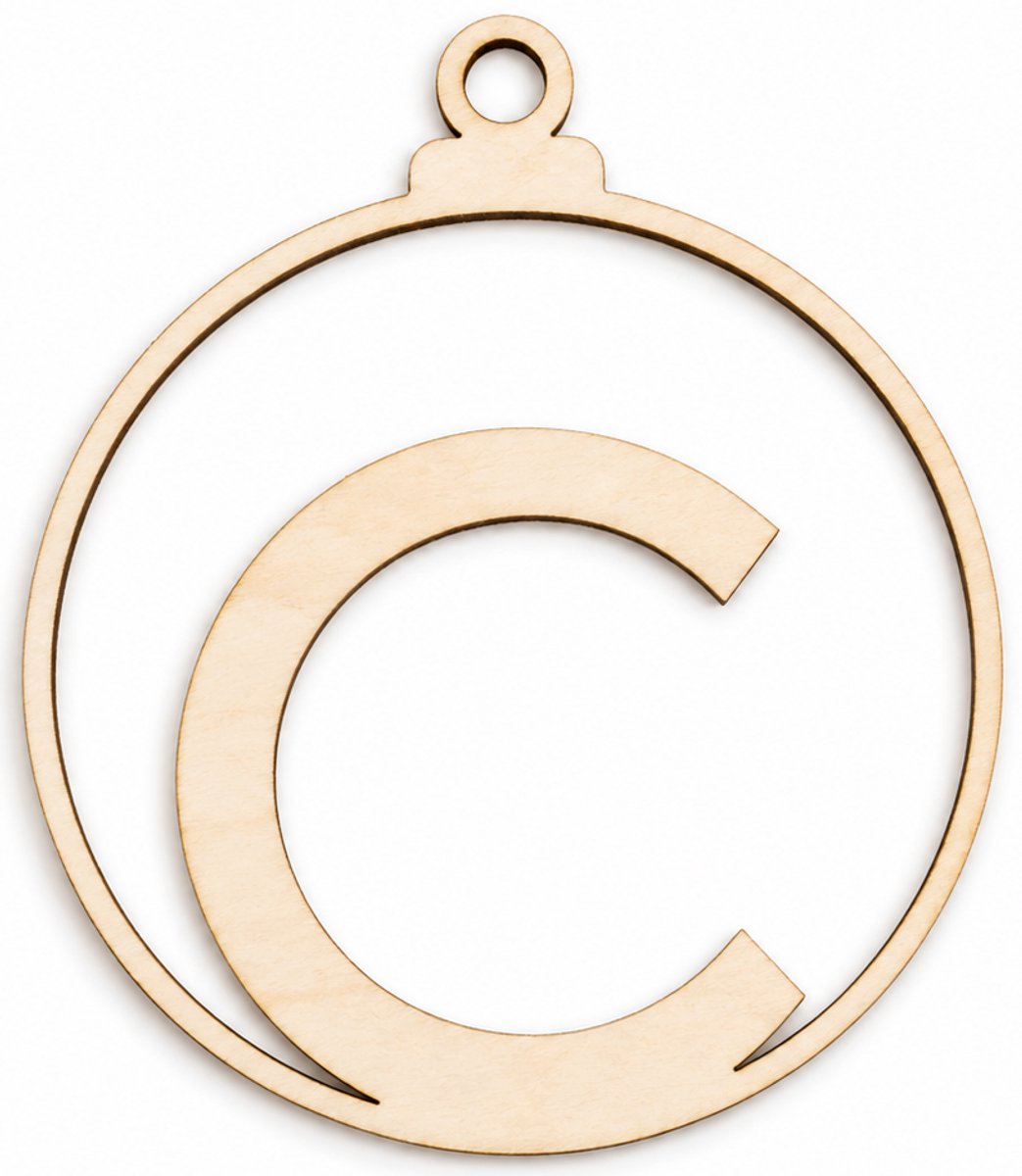 Houten kerstversiering - Wooden Christmas decoration | Letter “C” | 9cm | Licht hout - Natural wood | Kerstbal - Christmas tree bauble - Houten Hangers - Kerstboom - Alfabet - Alphabet - Kerstdecoratie - Naam