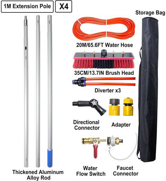Telescoopsteel Reiniger - Hoge Ramenwasser - Buiten Glas Reinigen - Watergevoede Borstel - Tot 10 Meter van Merkloos	 — afbeelding 3
