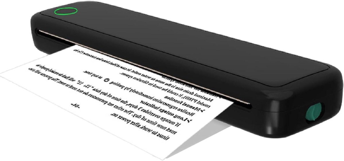 Draagbare Printer - Mobiele Printer Reisprinter - Onderweg Printen - Inktloos Thermisch Printen - A4 formaat - Zwart