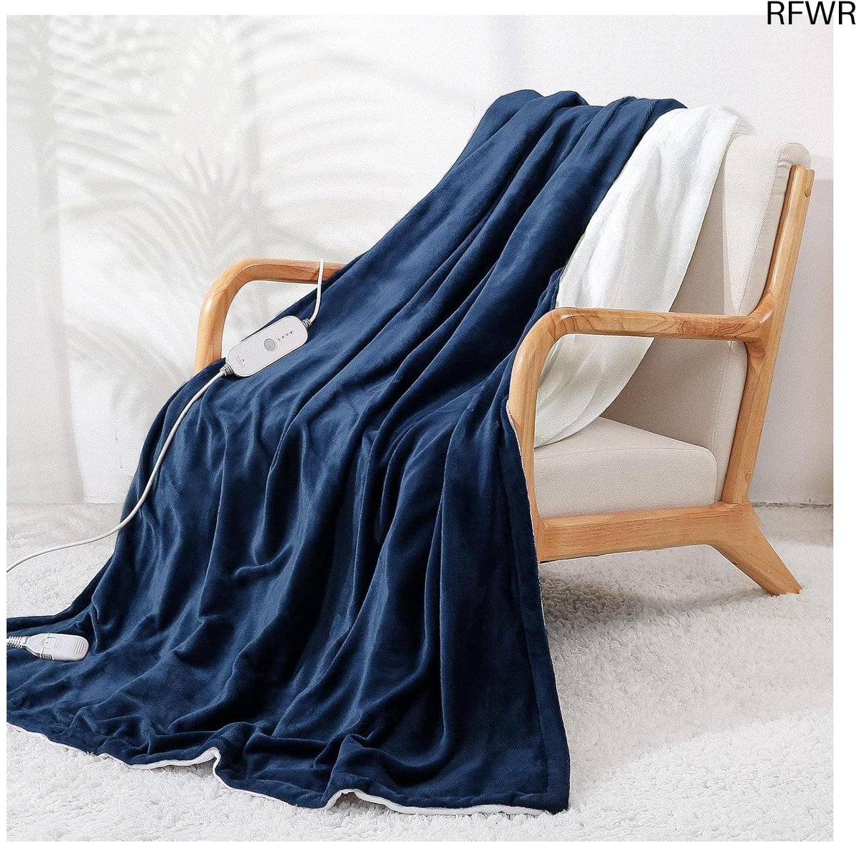 Elektrisch Dekentje - Verwarmde Deken - Comfort Verwarmen - Automatische Uitschakeling - 180x130cm - Blauw