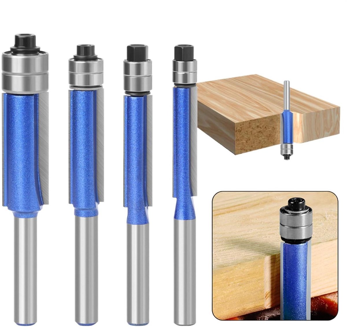 Flush Trim Router Frees - Afvlakfrees Bit - Precisie Houtbewerking - Legering Met Lager - 635 mm Schacht - Metaal