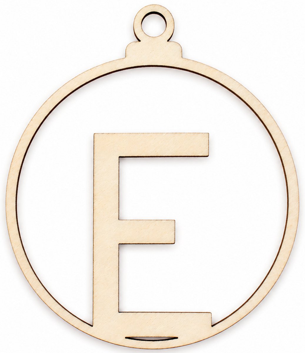 Houten kerstversiering - Wooden Christmas decoration | Letter “E” | 9cm | Licht hout - Natural wood | Kerstbal - Christmas tree bauble - Houten Hangers - Kerstboom - Alfabet - Alphabet - Kerstdecoratie - Naam