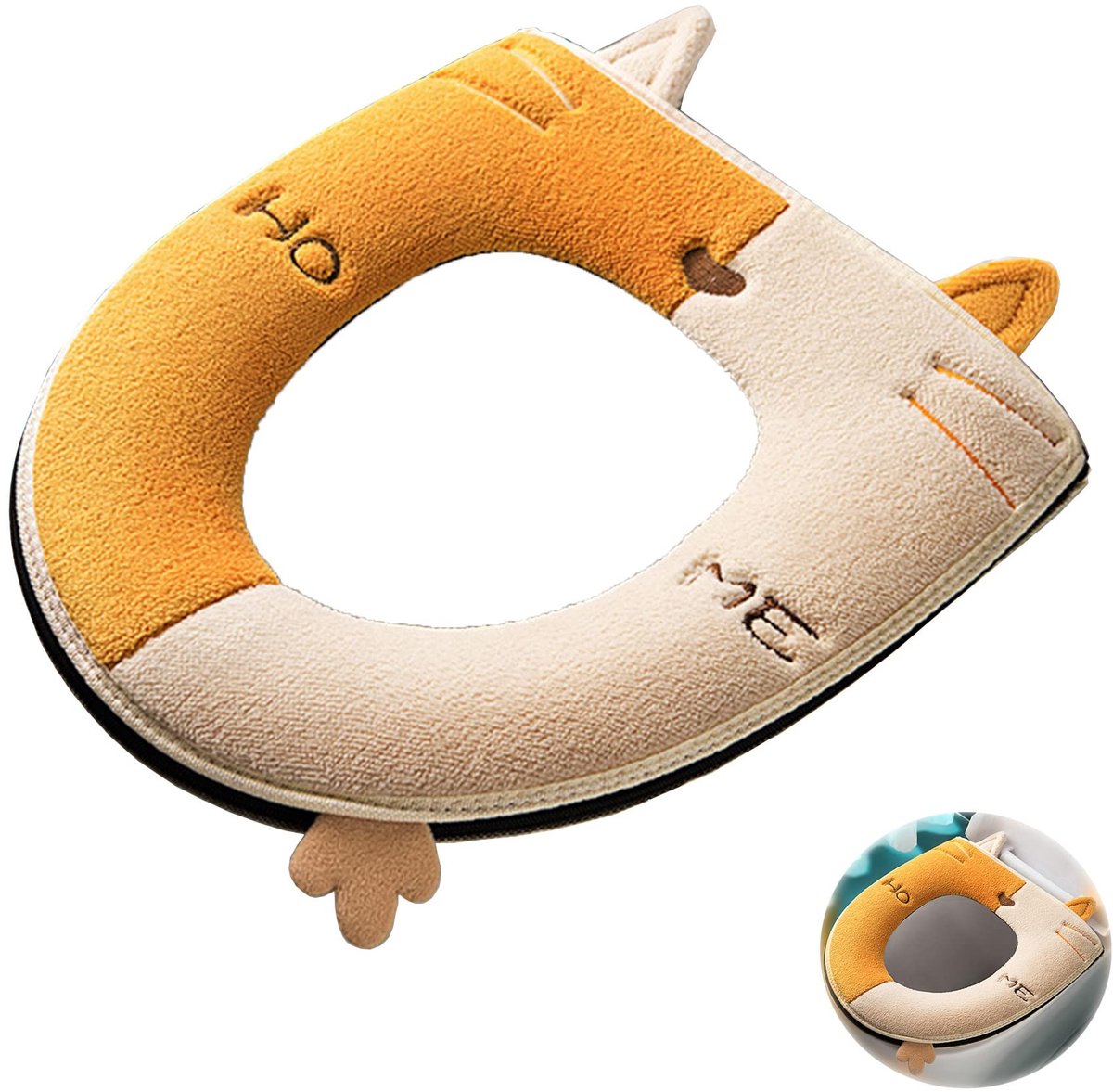Dailygoods- Wc-Brilhoes Waterdicht - Universeel - Kittendesign - Hygiënisch - 37 x 43 cm - Hoogwaardig PU Materiaal - Toiletbril