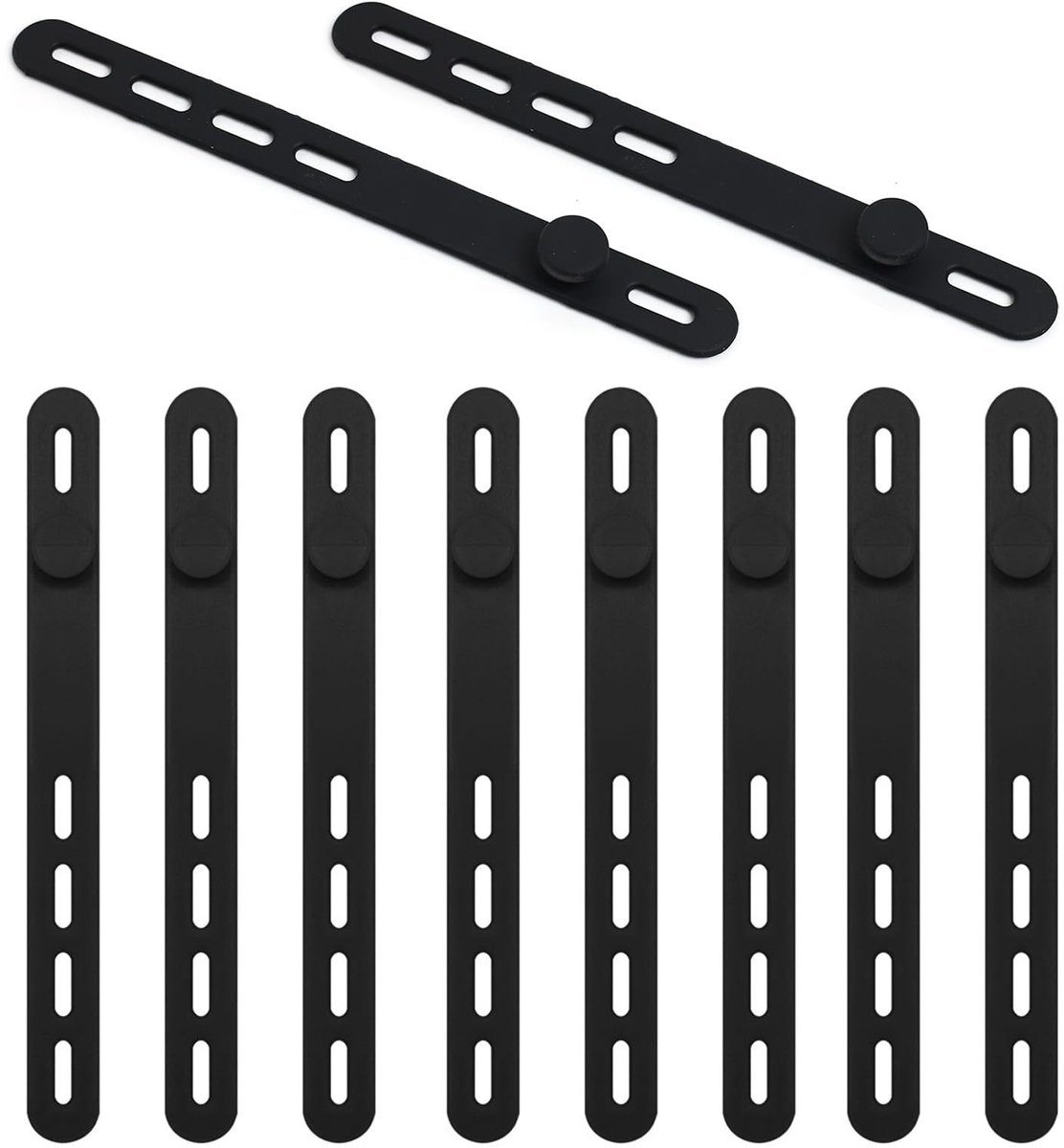 Dailygoods- Siliconen Kabelbinders 10 Stuks - Herbruikbaar - Elastisch Verstelbaar - Kabelorganisator met Slotgesp - Duurzaam - Veilig voor Gebruik - Kabelorganizer