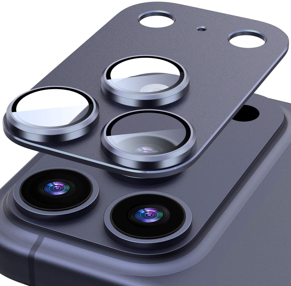 Dailygoods- Lensbeschermer HD Glas - Camera Bescherming iPhone 17 Pro - Krasbestendig - Matte Afwerking - Eén Stuk - Diepblauw