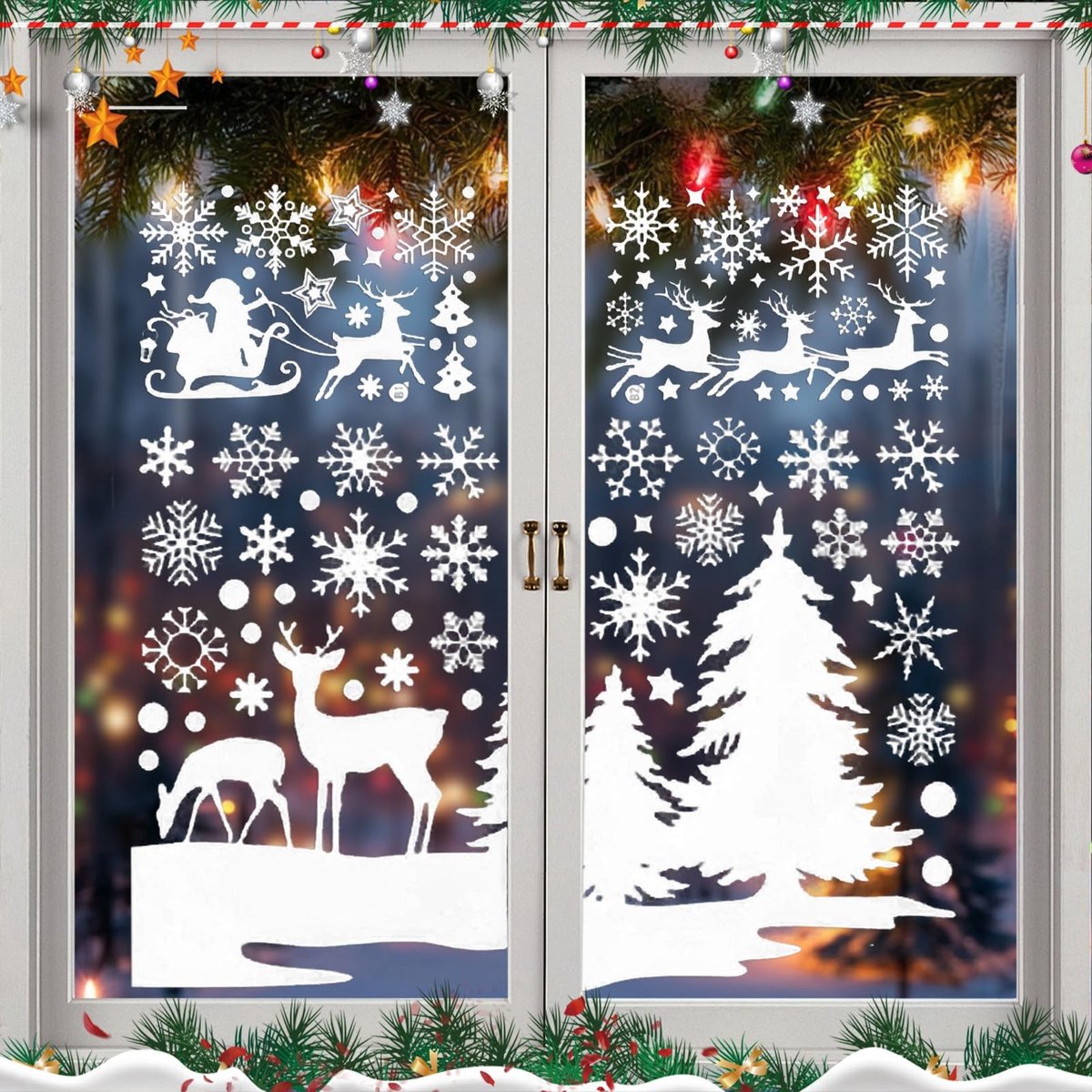 Dailygoods- Raamstickers Sneeuwvlokken - 209 Stuks - Dubbelzijdige Decoratie - Herbruikbaar - Zelfklevend - 9 Vellen (30 x 20 cm) - Raamdecoratie