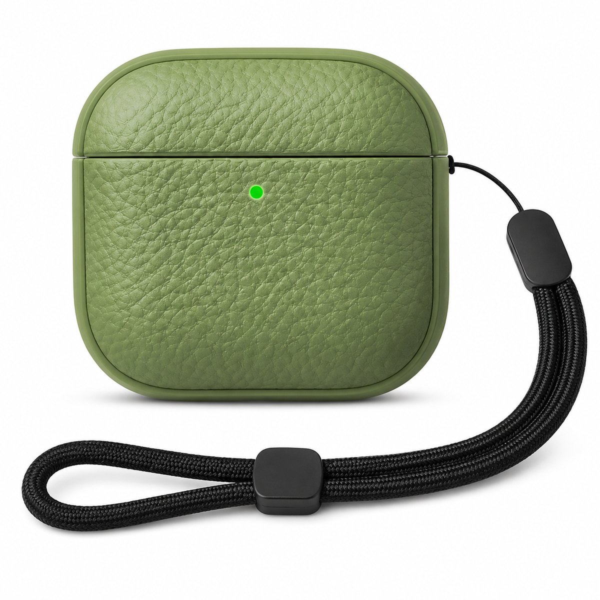 Enluxe Case Geschikt voor Airpods 4 - Legergroene Case - Schokbestendige Hardcase met Clip