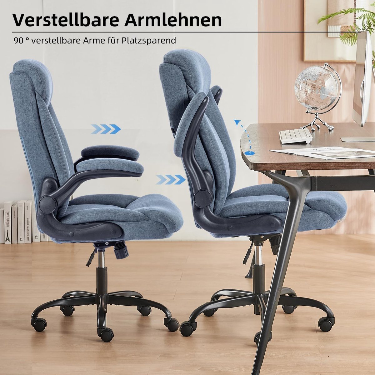 Bureaustoel Ergonomisch – House&Garden OceanFlex Pro Marineblauw – Gaming Stoel met Hoofdsteun en Opklapbare Armleuningen – Verstelbare Kantoorstoel – Computerstoel – Draaistoel – Thuiswerkstoel – Ergonomische Bureaustoel tot 150 kg